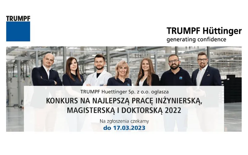 Ogólnopolski konkurs TRUMPF Huettinger na najlepszą pracę inżynierską, magisterską i doktorską